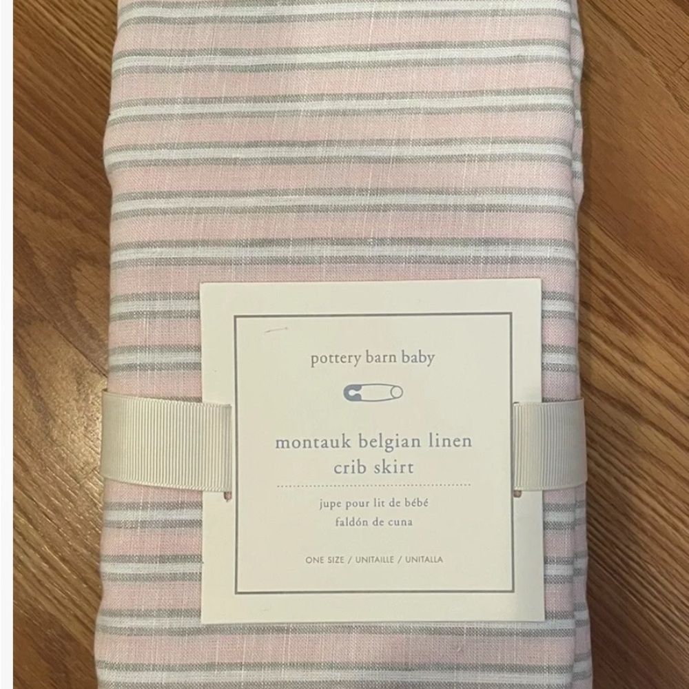 Pottery Barn Baby  Montauk Belgian Linen Crib Skirt One Size NWT